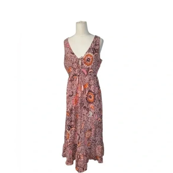 MADEWELL - Lace-Up Ruffle-Hem Midi Dress in Bali Blooms - Picture 2 of 9